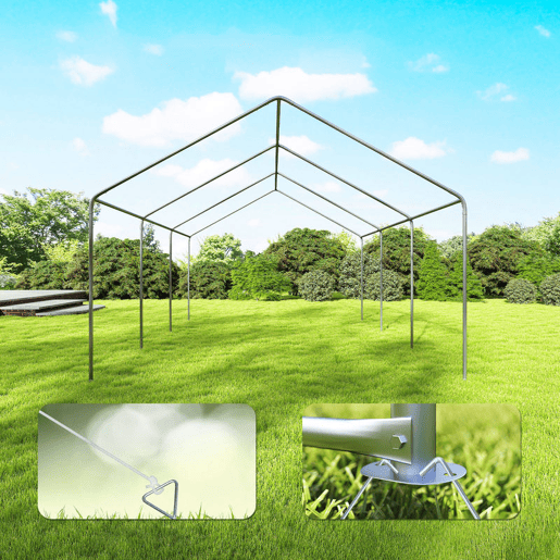 Outsunny Tenda para Festas 4x6 m, Tenda de Jardim com Estrutura em Aço Galvanizado, Laterais Removíveis, 2 Portas com Fecho, 6 Janelas, UPF30+, Pavilhão para Casamentos e Eventos, Cinzento e Branco