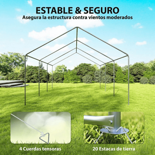 Outsunny Tenda para Festas 4x6 m, Tenda de Jardim com Estrutura em Aço Galvanizado, Laterais Removíveis, 2 Portas com Fecho, 6 Janelas, UPF30+, Pavilhão para Casamentos e Eventos, Cinzento e Branco