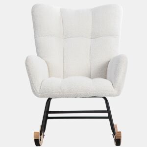 Cadeira de baloiço?Cadeira de baloiço em tecido turco francês - com apoio para os pés - Branco