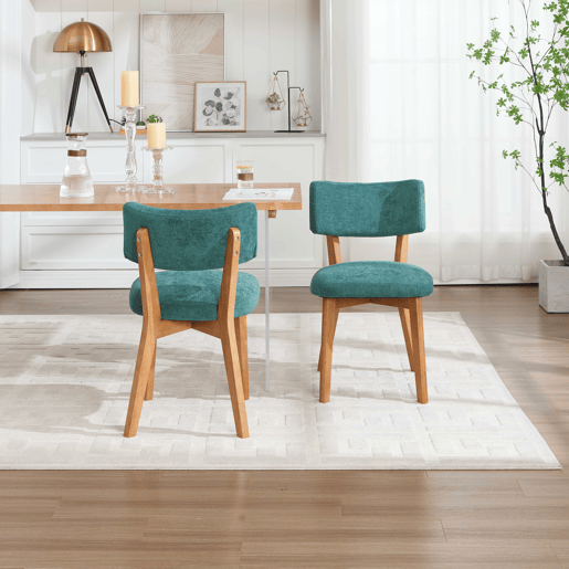Cadeiras de sala de jantar (2 unidades) u2013 estilo moderno Mid-Century, pernas em madeira maciça, assento estofado em tecido para cozinha, sala de jantar ou escritório u2013 verde