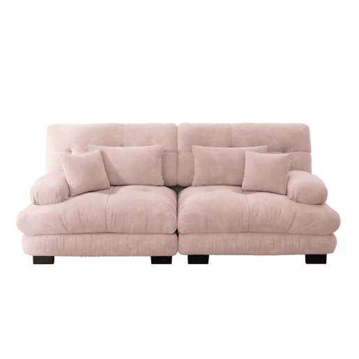 Sofá de canto Cloud - Chenille com 2 almofadas lombares e 2 almofadas decorativas - Rosa