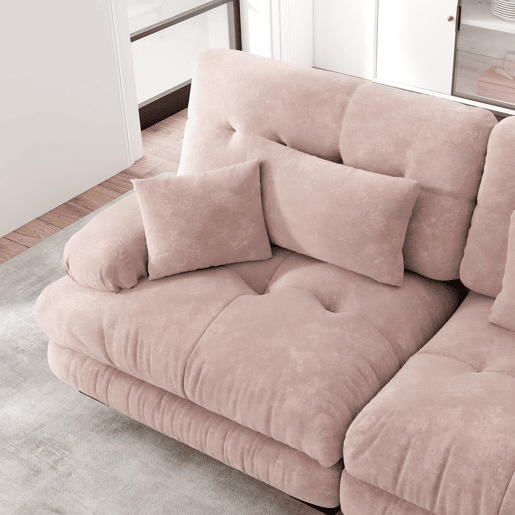 Sofá de canto Cloud - Chenille com 2 almofadas lombares e 2 almofadas decorativas - Rosa