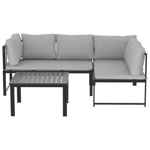 Outsunny Conjunto de Móveis de Jardim Exterior de 3 Peças, Sofás de 2 Lugares com Reposabráços Ajustáveis e Mesa de Centro, Cinzento