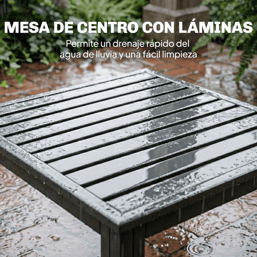 Outsunny Conjunto de Móveis de Jardim Exterior de 3 Peças, Sofás de 2 Lugares com Reposabráços Ajustáveis e Mesa de Centro, Cinzento