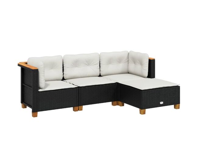 Sofá de exterior dream modular 4 piezas con 5 cojines negro