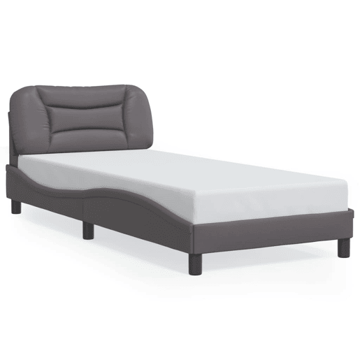 Estrutura de cama de solteiro para adultos com LED 80x200cm cinza