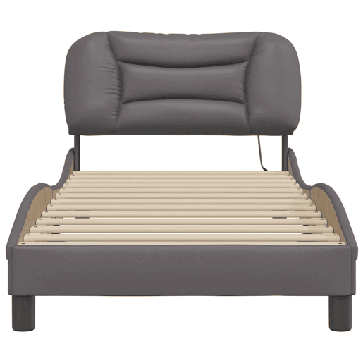 Estrutura de cama de solteiro para adultos com LED 80x200cm cinza