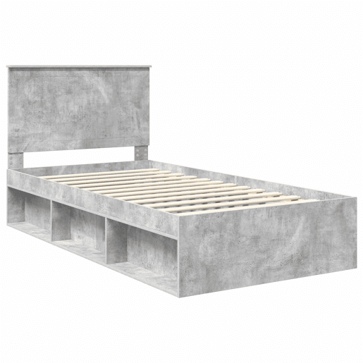 Estrutura de cama de solteiro para adultos com Cabeceira - Cinza Concreto 100 x 200 cm