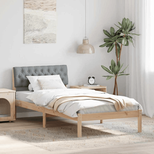 Estrutura de cama de solteiro simple - Marrom e cinza claro 90 x 190 cm