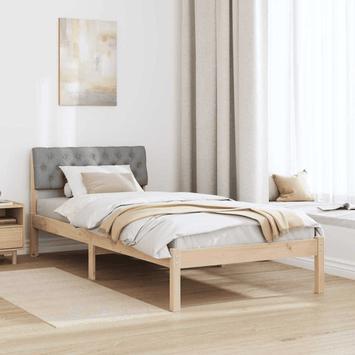 Estrutura de cama de solteiro simple - Marrom e cinza claro 90 x 190 cm