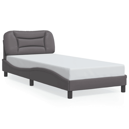 Estrutura de cama de solteiro para adultos com LED 90x200cm cinza