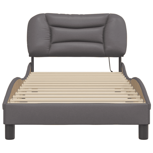 Estrutura de cama de solteiro para adultos com LED 90x200cm cinza