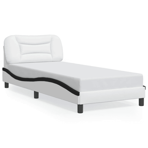 Estrutura de cama de solteiro para adultos com LED 80x200 cm brancopreto
