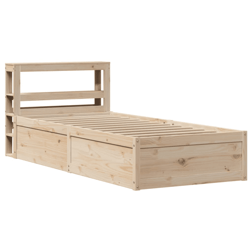 Estrutura de cama de solteiro para adultos com cabeceira 75x190 cm pinho maciço