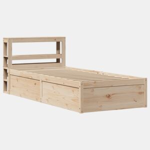 Estrutura de cama de solteiro para adultos com cabeceira 75x190 cm pinho maciço