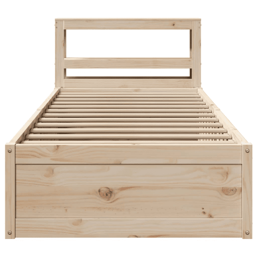 Estrutura de cama de solteiro para adultos com cabeceira 75x190 cm pinho maciço