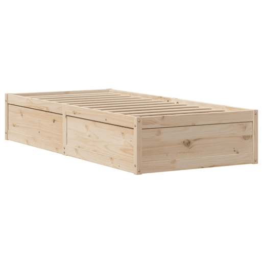 Estrutura de cama de solteiro para adultos com cabeceira 75x190 cm pinho maciço