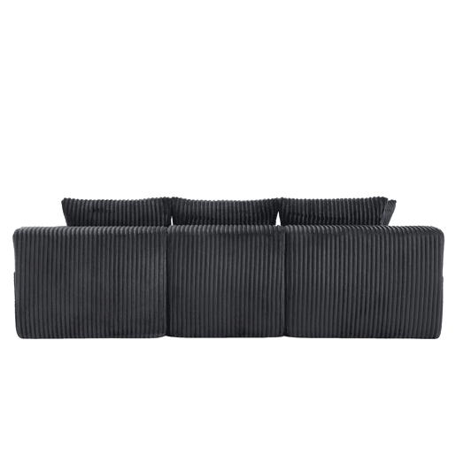 Sofá modular de 3 lugares - Chaise longue, 5 almofadas, bolsos laterais, porta-copos - Cinza
