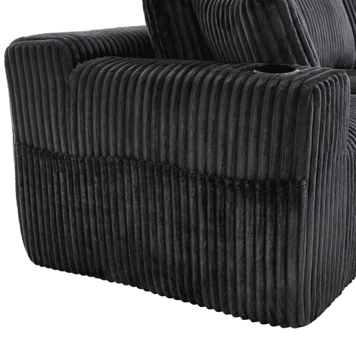 Sofá modular de 3 lugares - Chaise longue, 5 almofadas, bolsos laterais, porta-copos - Cinza