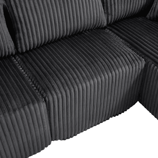 Sofá modular de 3 lugares - Chaise longue, 5 almofadas, bolsos laterais, porta-copos - Cinza