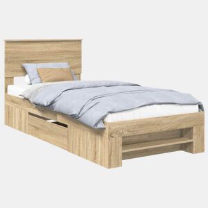 Estrutura de cama de solteiro para adultos com cabeceira Carvalho Sonoma 100 x 200 m