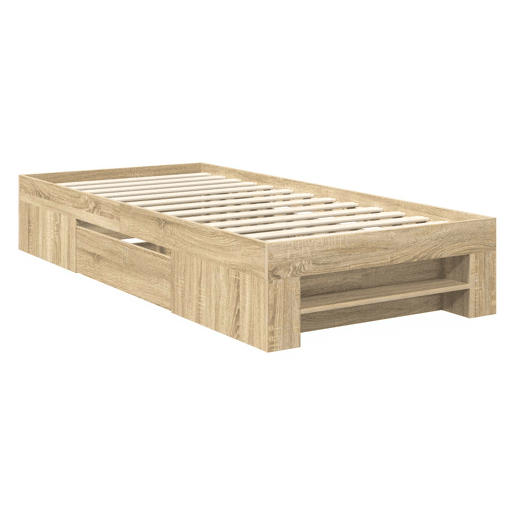 Estrutura de cama de solteiro para adultos com cabeceira Carvalho Sonoma 100 x 200 m