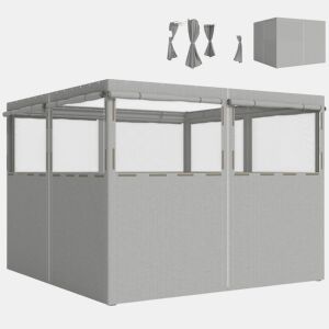 Outsunny 4 Paredes Laterais para Tenda, 3x3 m Laterais de Tenda com 8 Janelas de Rede Enroláveis Proteção UV 30+ Impermeável, Substituição Lateral para Tenda de Jardim Cinzento Claro