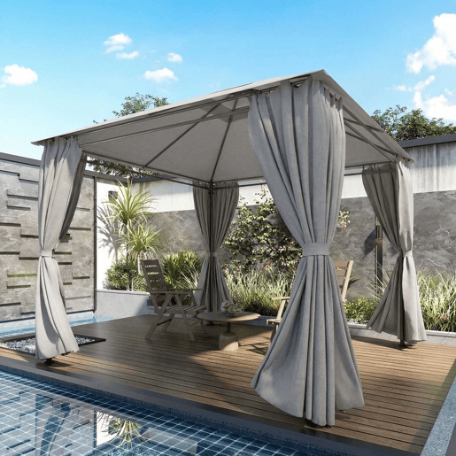 Outsunny 4 Paredes Laterais para Tenda, 3x3 m Laterais de Tenda com 8 Janelas de Rede Enroláveis Proteção UV 30+ Impermeável, Substituição Lateral para Tenda de Jardim Cinzento Claro