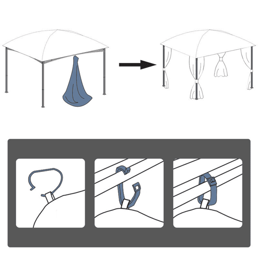 Outsunny 4 Paredes Laterais para Tenda, 3x3 m Laterais de Tenda com 8 Janelas de Rede Enroláveis Proteção UV 30+ Impermeável, Substituição Lateral para Tenda de Jardim Cinzento Claro