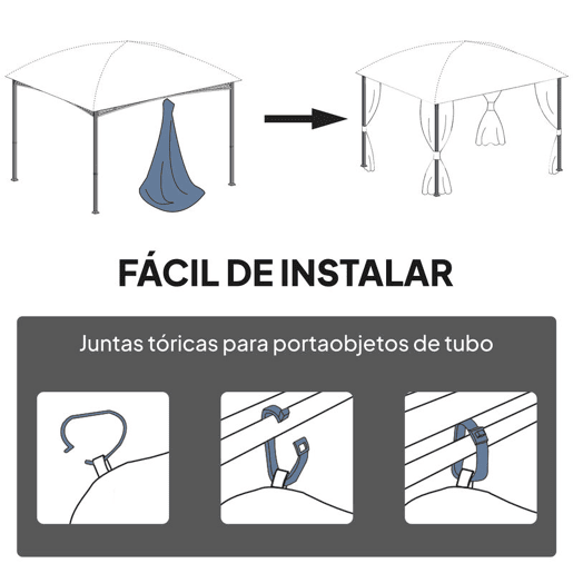 Outsunny 4 Paredes Laterais para Tenda, 3x3 m Laterais de Tenda com 8 Janelas de Rede Enroláveis Proteção UV 30+ Impermeável, Substituição Lateral para Tenda de Jardim Cinzento Claro