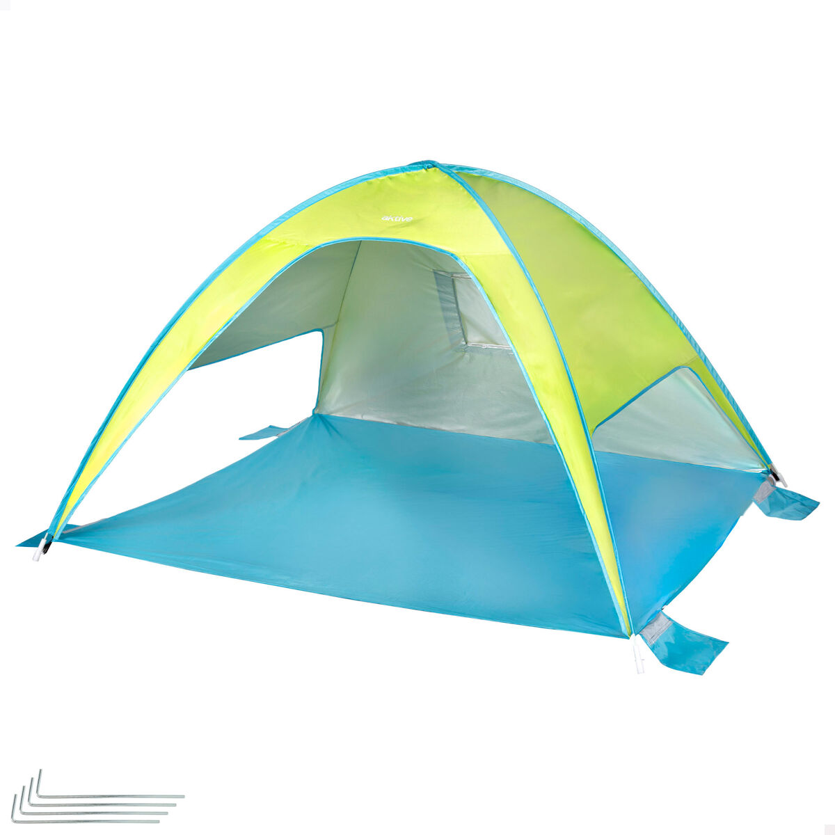 Aktive tienda de playa paravientos pop up verde y azul 175x150x105 cm