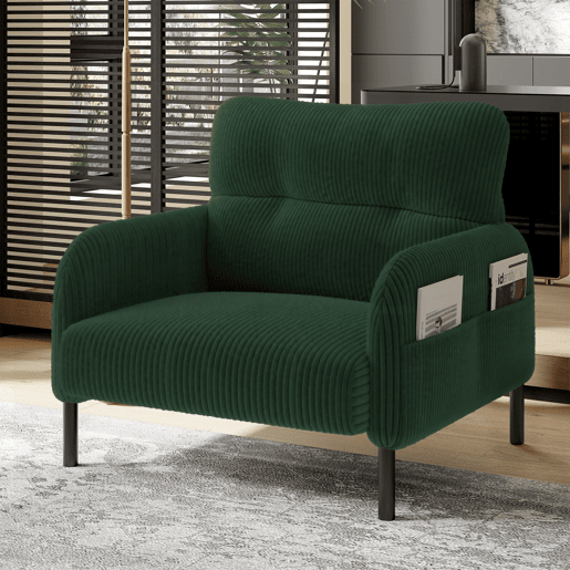 Poltrona de 1 lugar - Samtstoff, assento confortável, braços com bolsos laterais, estrutura sólida - Verde Esmeralda Poltrona de 1 lugar - Samtstoff, assento confortável, braços com bolsos laterais, estrutura sólida - Verde Esmeralda