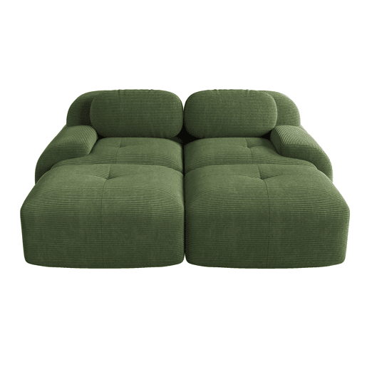 Sofá modular de 2 lugares - com chaise longue, antiderrapante, ergonómico, com estofamento elástico - Verde