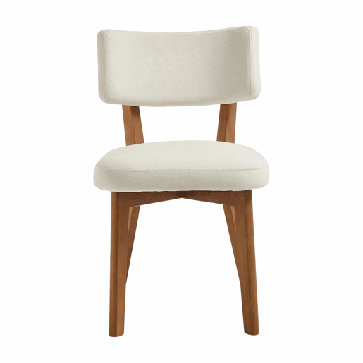 Cadeira de jantar (2 unidades) - estilo moderno Mid-Century, assento estofado em tecido, pernas em madeira maciça - bege Cadeira de jantar (2 unidades) - estilo moderno Mid-Century, assento estofado em tecido, pernas em madeira maciça - bege