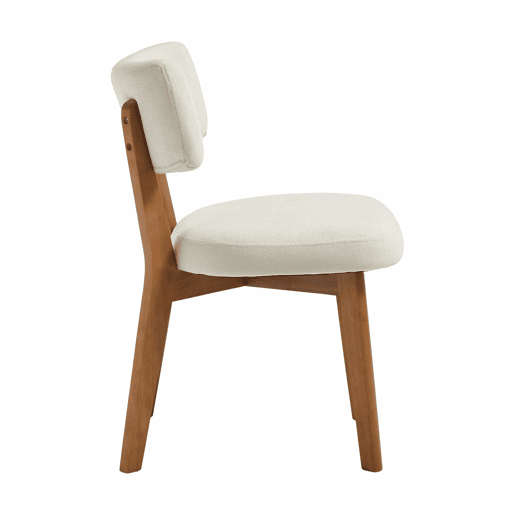 Cadeira de jantar (2 unidades) - estilo moderno Mid-Century, assento estofado em tecido, pernas em madeira maciça - bege Cadeira de jantar (2 unidades) - estilo moderno Mid-Century, assento estofado em tecido, pernas em madeira maciça - bege
