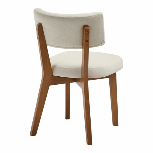 Cadeira de jantar (2 unidades) - estilo moderno Mid-Century, assento estofado em tecido, pernas em madeira maciça - bege Cadeira de jantar (2 unidades) - estilo moderno Mid-Century, assento estofado em tecido, pernas em madeira maciça - bege