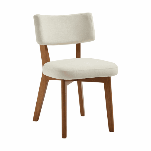 Cadeira de jantar (2 unidades) - estilo moderno Mid-Century, assento estofado em tecido, pernas em madeira maciça - bege Cadeira de jantar (2 unidades) - estilo moderno Mid-Century, assento estofado em tecido, pernas em madeira maciça - bege