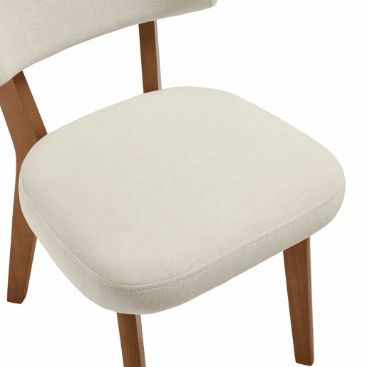 Cadeira de jantar (2 unidades) - estilo moderno Mid-Century, assento estofado em tecido, pernas em madeira maciça - bege Cadeira de jantar (2 unidades) - estilo moderno Mid-Century, assento estofado em tecido, pernas em madeira maciça - bege