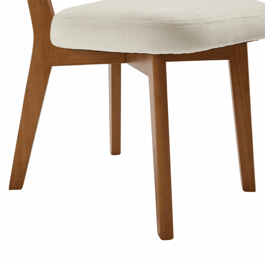 Cadeira de jantar (2 unidades) - estilo moderno Mid-Century, assento estofado em tecido, pernas em madeira maciça - bege Cadeira de jantar (2 unidades) - estilo moderno Mid-Century, assento estofado em tecido, pernas em madeira maciça - bege