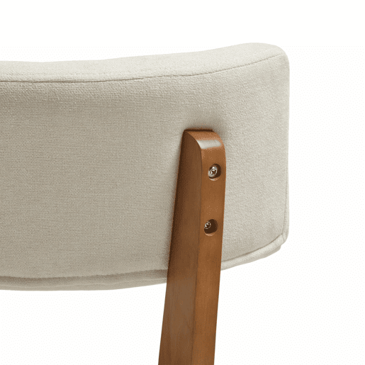 Cadeira de jantar (2 unidades) - estilo moderno Mid-Century, assento estofado em tecido, pernas em madeira maciça - bege Cadeira de jantar (2 unidades) - estilo moderno Mid-Century, assento estofado em tecido, pernas em madeira maciça - bege