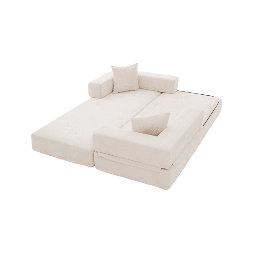 Sofá modular de 2 lugares - chenille supermacio, combinável, com bolsos, antiderrapante - bege Sofá modular de 2 lugares - chenille supermacio, combinável, com bolsos, antiderrapante - bege