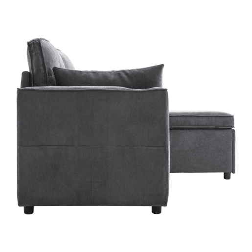 Sofá-cama em forma de L - Design moderno, sofá com arrumação e porta-copos - Cinza