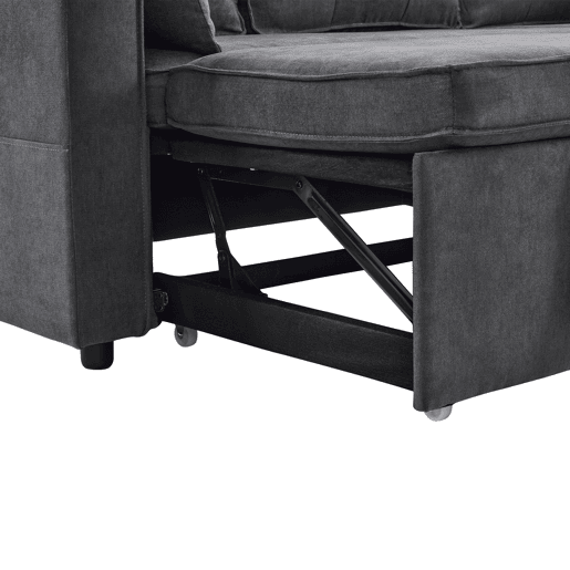 Sofá-cama em forma de L - Design moderno, sofá com arrumação e porta-copos - Cinza