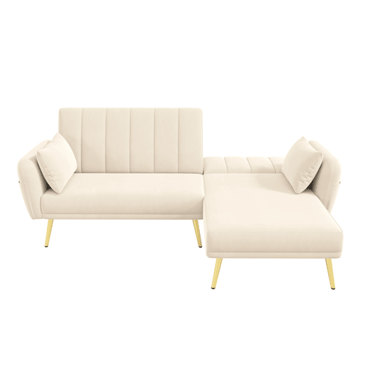 Sofá-cama moderno de 3 lugares - Sofá de canto com função de cama - Bege