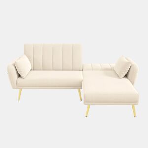 Sofá-cama moderno de 3 lugares - Sofá de canto com função de cama - Bege