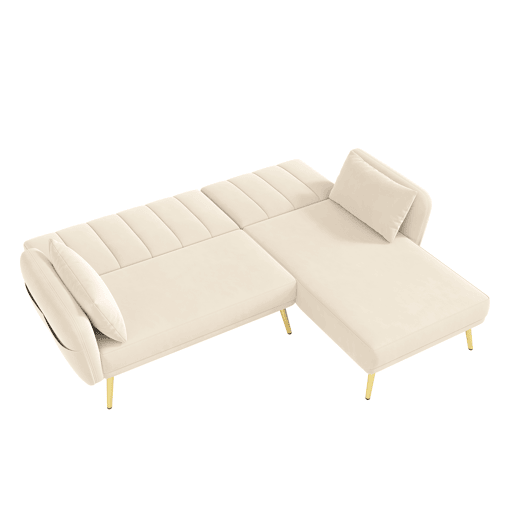 Sofá-cama moderno de 3 lugares - Sofá de canto com função de cama - Bege