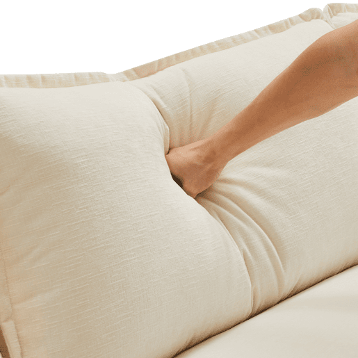 Sofá de canto de 3 lugares em chenille com apoio modular para os pés - Bege