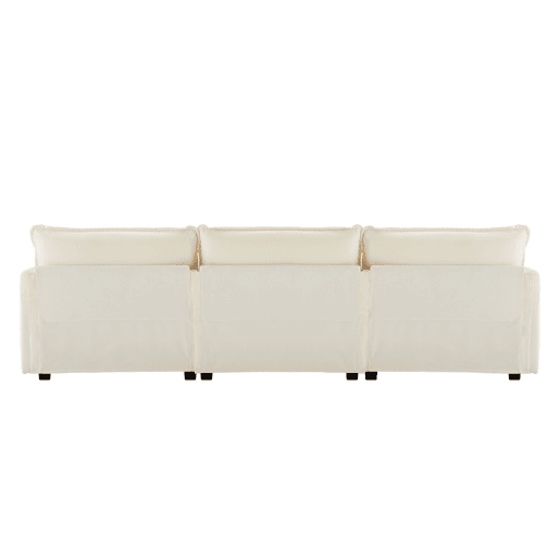 Sofá de canto de 3 lugares em chenille com apoio modular para os pés - Bege