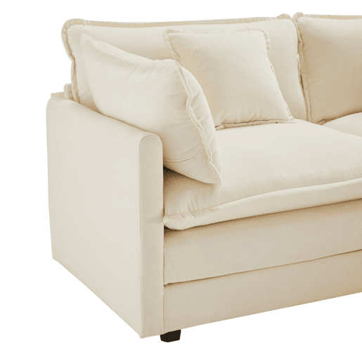 Sofá de canto de 3 lugares em chenille com apoio modular para os pés - Bege