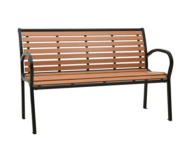 Banco de jardín Kok 2 plazas negro/marrón 81x116x59 cm